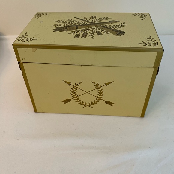 Metal Ohio Art Company Recipe Card Holder Box 1970s Rustic Farmhouse Vintage MCM - Picture 8 of 15